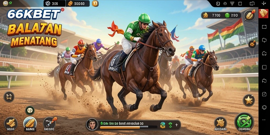 Screenshot dari gameplay balapan 66KBET yang mendebarkan.