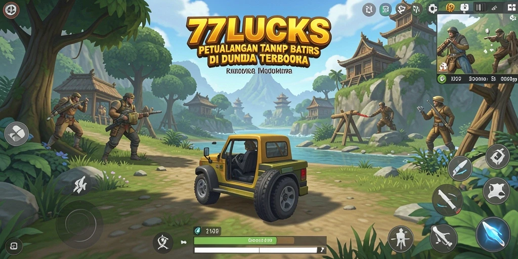 Tampilan gameplay <strong>77LUCKS</strong> menunjukkan keindahan dunia terbuka yang luas.