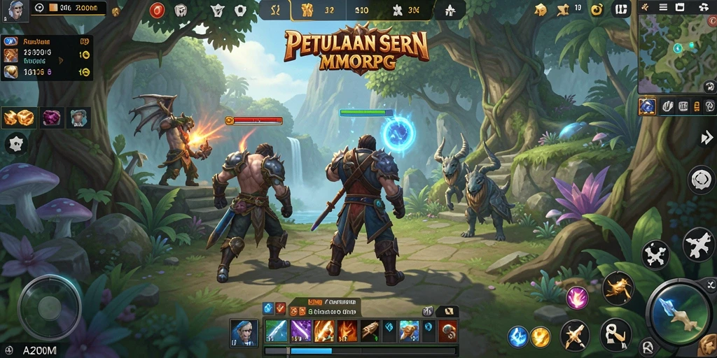 Tampilan gameplay seru A200M dalam dunia MMORPG yang luas.