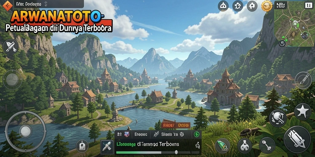 Gameplay ARWANATOTO menampilkan petualangan seru di dunia terbuka yang menarik.