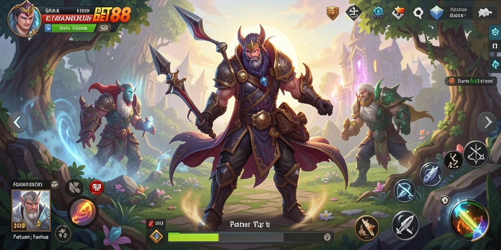 Screenshot utama GRANDBET88 menampilkan aksi pertempuran RPG yang seru.