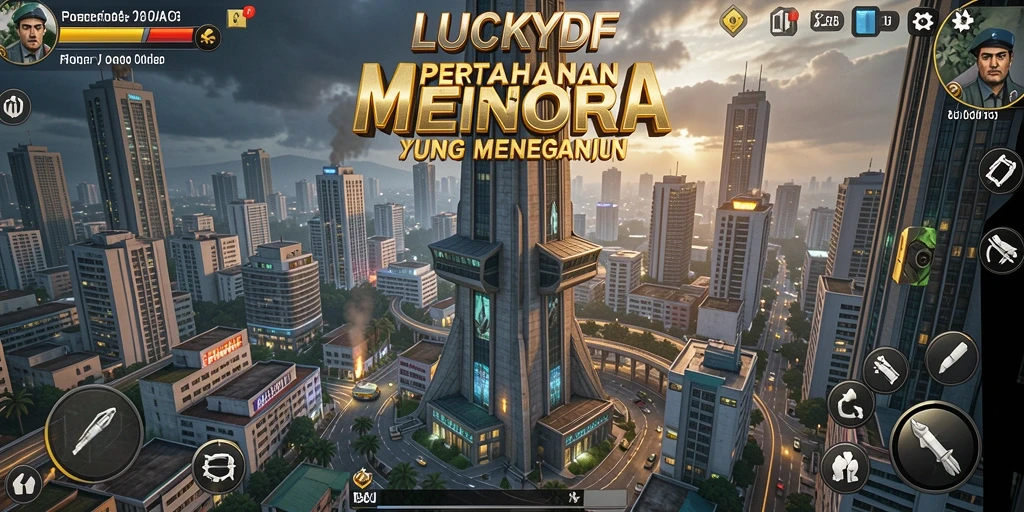 Tampilan screenshot LUCKYDF dengan strategi pertahanan menara yang efektif.