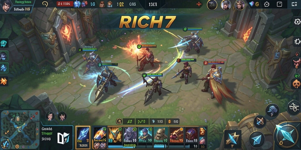Gameplay RICH7 yang seru dengan strategi mendalam.
