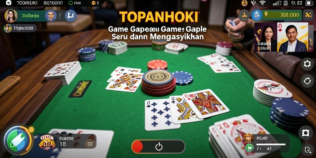 Tampilan gameplay seru dari TOPANHOKI dengan tampilan Gaple yang menarik.