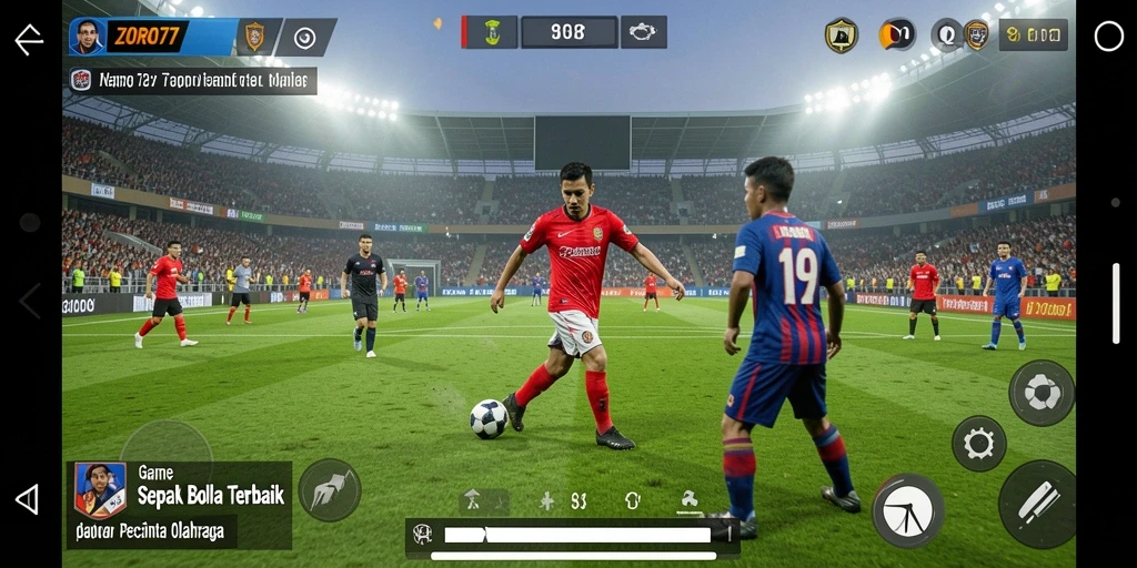 Tampilan gameplay seru di ZORO77 dengan aksi sepak bola nyata.